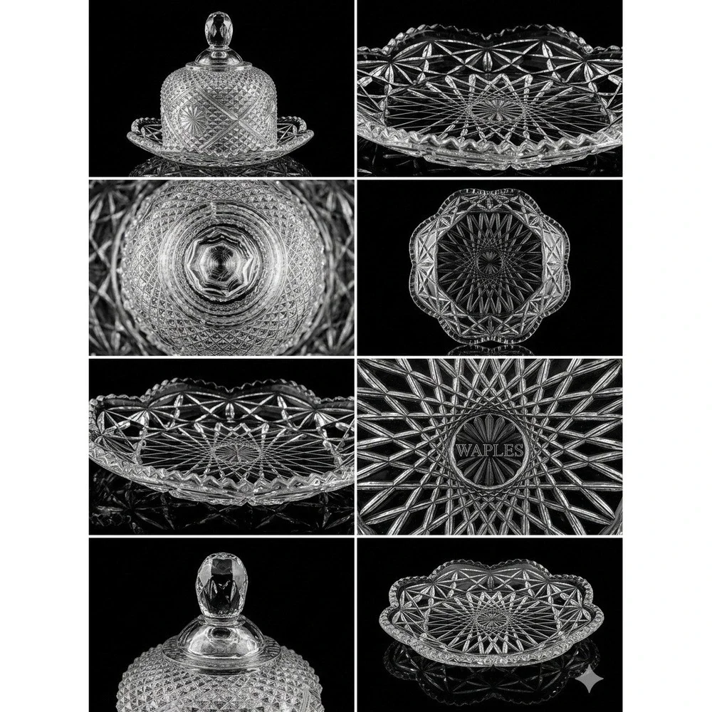 VTG 1973-74 Avon Butter Dish Cheese Ball w/Dome Lid Diamond Pattern Clear Glass